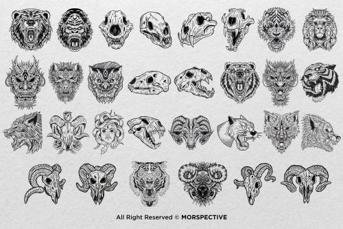 30 Skull Beast Animal Dark Procreate Brushes - Image 3