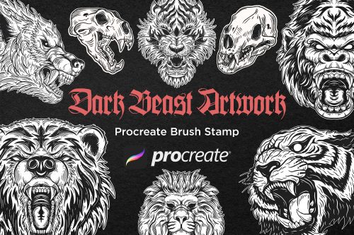 30 Skull Beast Animal Dark Procreate Brushes