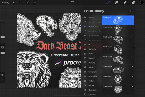 30 Skull Beast Animal Dark Procreate Brushes - Image 4