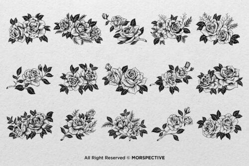 15 Roses Flower Dark Artworks Procreate Brushes - Image 2