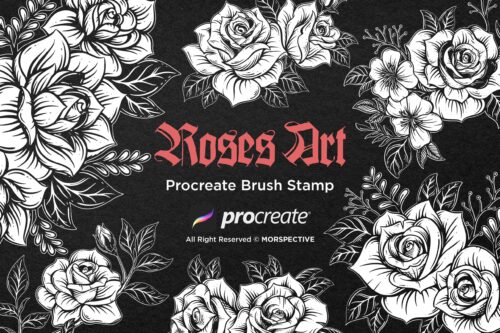 15 Roses Flower Dark Artworks Procreate Brushes