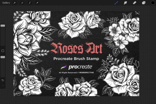 15 Roses Flower Dark Artworks Procreate Brushes - Image 4