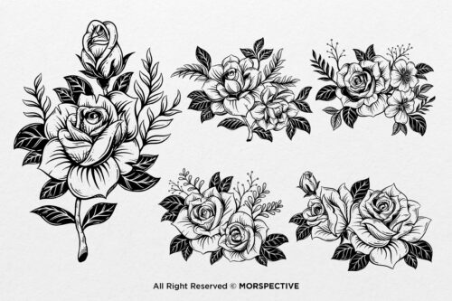 15 Set Bundle Roses Flowers Tattoo Floral - Image 3