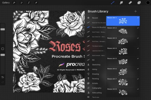 15 Roses Flower Dark Artworks Procreate Brushes - Image 5