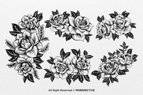 15 Set Bundle Roses Flowers Tattoo Floral - Image 4