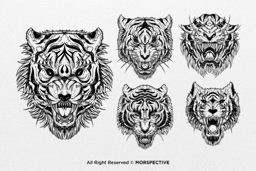 15 Bundle Dark Tiger Animal Beast Roar Tattoo Wild Life - Image 2