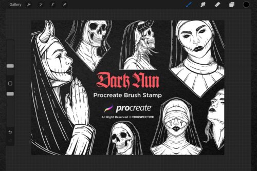 15 Dark Nun Demon Tattoo Dark Procreate Brushes - Image 3