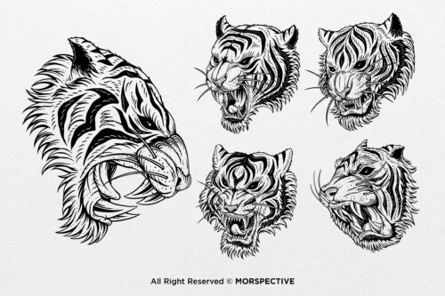 15 Bundle Dark Tiger Animal Beast Roar Tattoo Wild Life - Image 4