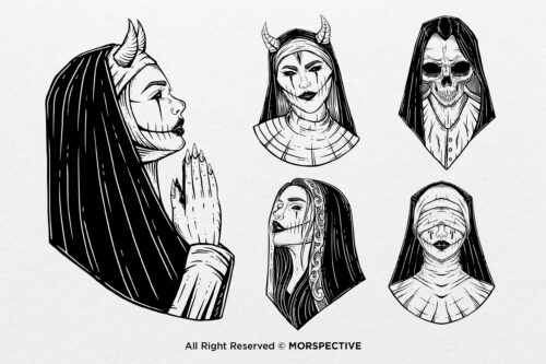 15 Bundle Dark Nun Prayer Girl Skull Horror Ghost - Image 4