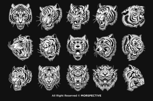 15 Bundle Dark Tiger Animal Beast Roar Tattoo Wild Life - Image 5