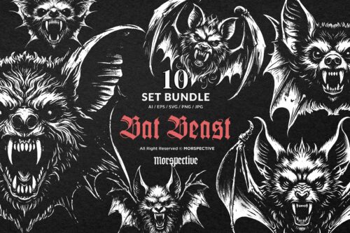 10 Bundle Dark Art Bat Beast with Wings
