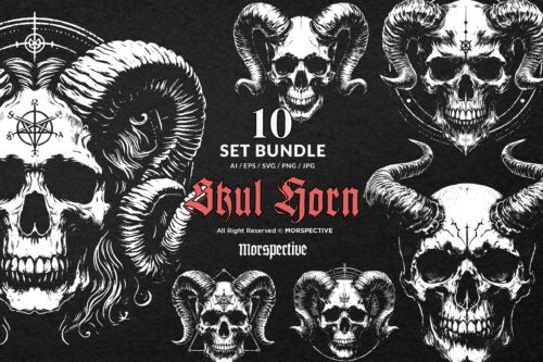 10 Bundle Dark Art Skull Demon Baphomet