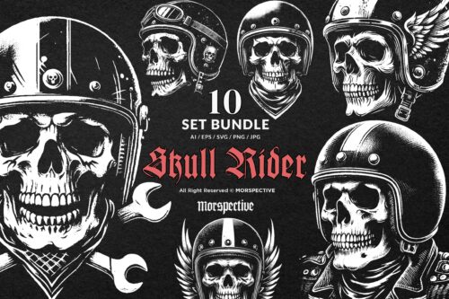 10 Bundle Dark Art Skull Rider Motor