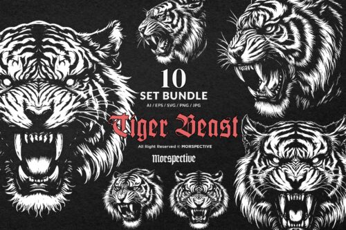 10 Bundle Dark Art Tiger Beast