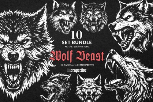10 Bundle Dark Art Wolf Beast Horror