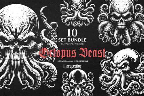 10 Bundle Dark Art Octopus Beast Squid