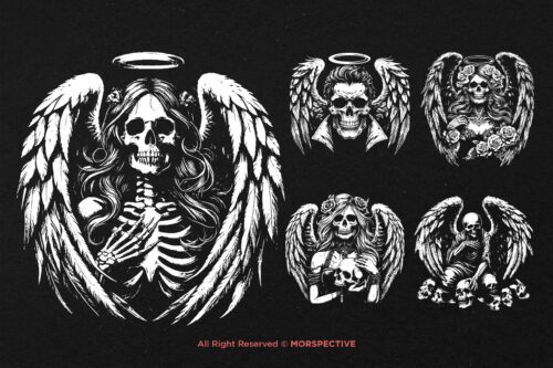 10 Bundle Dark Art Skull Angel Face - Image 5