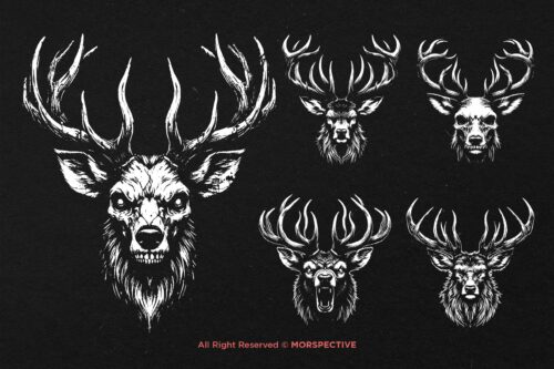 10 Bundle Dark Art Deer Stag Beast Horn - Image 3