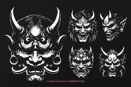 10 Bundle Dark Hannya Mask Japanese Oni - Image 3