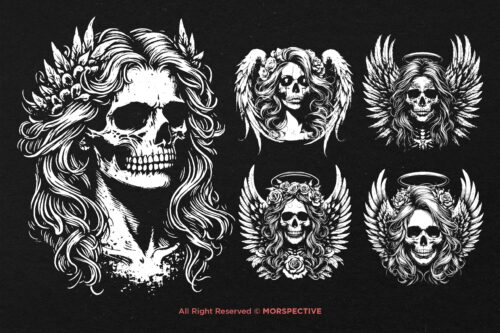 10 Bundle Dark Art Skull Angel Face - Image 3