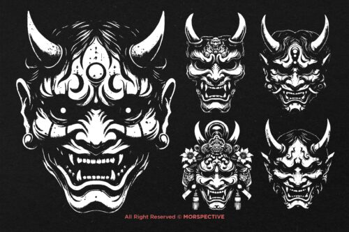 10 Bundle Dark Hannya Mask Japanese Oni - Image 5
