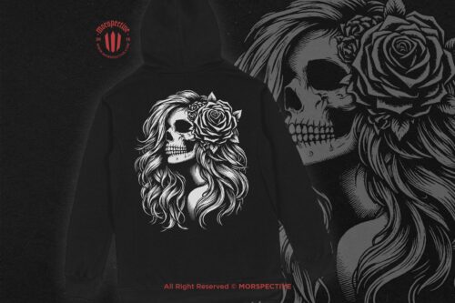 10 Bundle Dark Art Skull Girl with Long Hair - Image 2