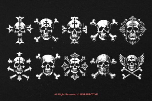 10 Bundle Dark Art Skull Head Cross - Image 6