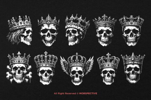10 Bundle Dark Art Skull Crown Skull King - Image 6