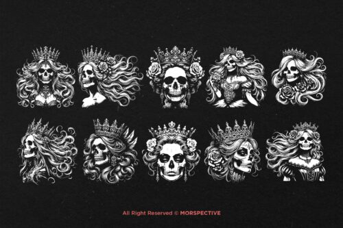 10 Bundle Dark Art Skull Queens Lady - Image 6