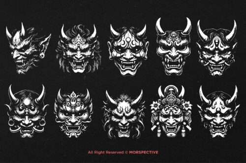 10 Bundle Dark Hannya Mask Japanese Oni - Image 6