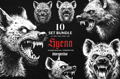 10 Bundle Dark Art Hyena Head