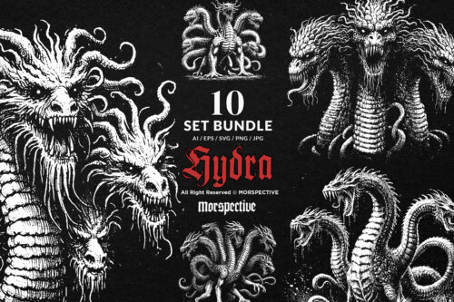 10 Bundle Dark Art Hydra Dragon Head