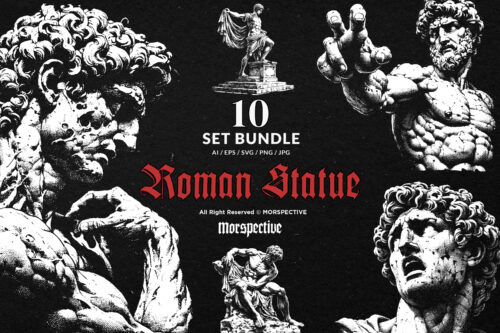 10 Bundle Dark Art Roman Statue