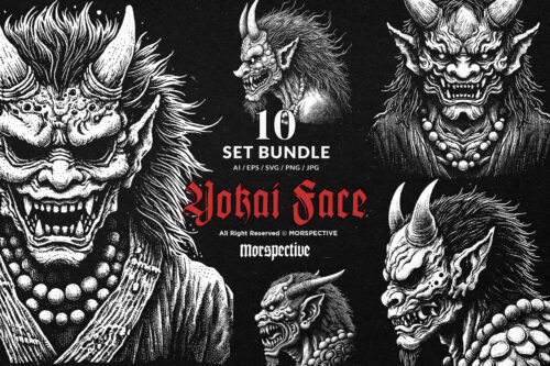 10 Bundle Dark Art Yokai Japanese Oni