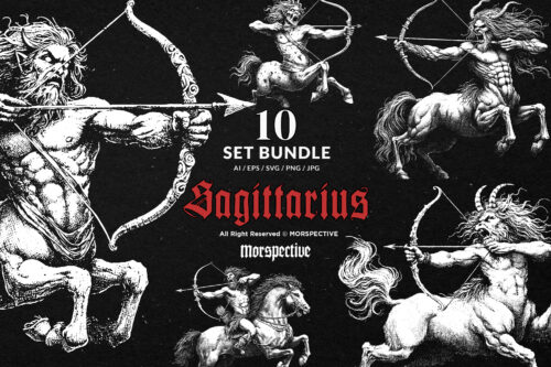10 Bundle Dark Art Sagittarius Zodiac