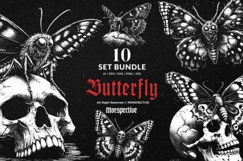 10 Bundle Dark Art Butterfly Insect