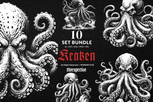 10 Bundle Dark Art Kraken Monster