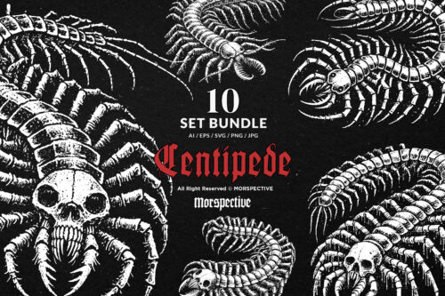 10 Bundle Dark Art Centipede Skull