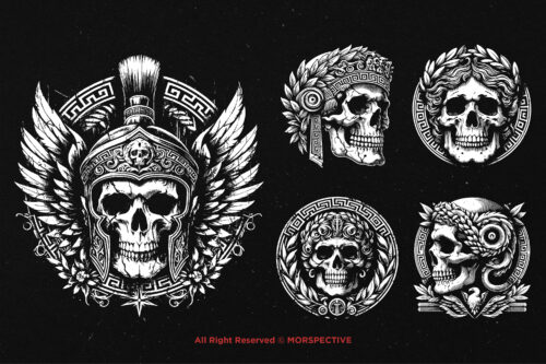 10 Bundle Dark Art Roman Skull Statue - Image 3