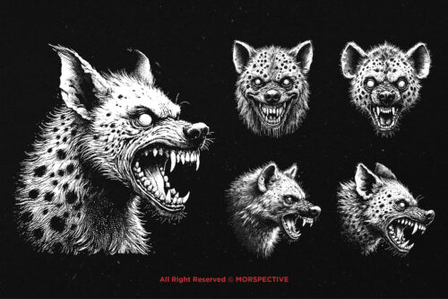 10 Bundle Dark Art Hyena Head - Image 3
