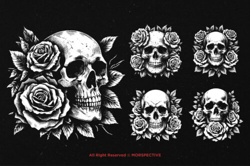 10 Bundle Dark Art Skull Rose - Image 3