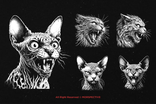 10 Bundle Dark Art Cats Gothic - Image 3