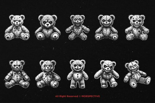 10 Bundle Dark Art Bear Doll Horror - Image 3
