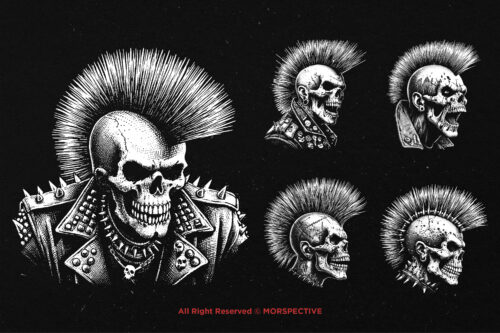 10 Bundle Dark Art Punk Skull Head - Image 3