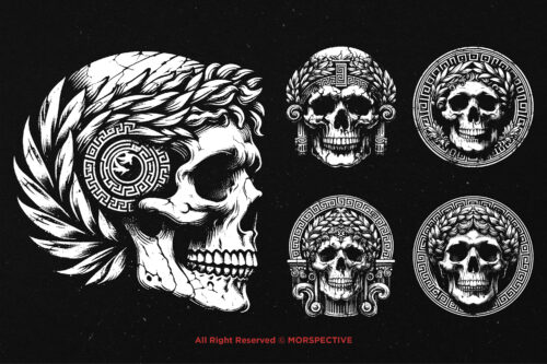 10 Bundle Dark Art Roman Skull Statue - Image 5