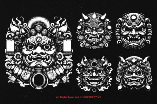 10 Bundle Dark Art Japanese Daruma - Image 5