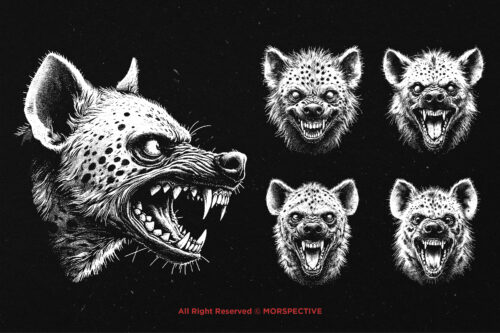 10 Bundle Dark Art Hyena Head - Image 5