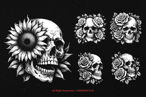10 Bundle Dark Art Skull Rose - Image 5