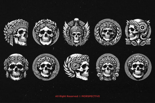 10 Bundle Dark Art Roman Skull Statue - Image 6