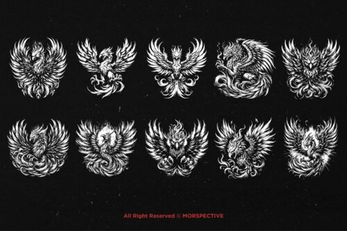 10 Bundle Dark Art Phoenix Flaming Bird - Image 6